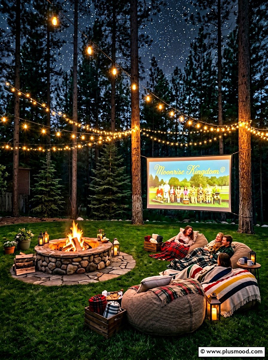 Outdoor Movie Night Fire Pit - 25 summer fire pit entertaining ideas