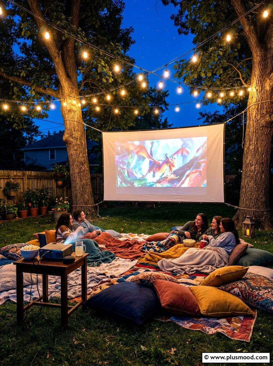 Outdoor Movie Projector Screen - 25 summer backyard ideas on a budget