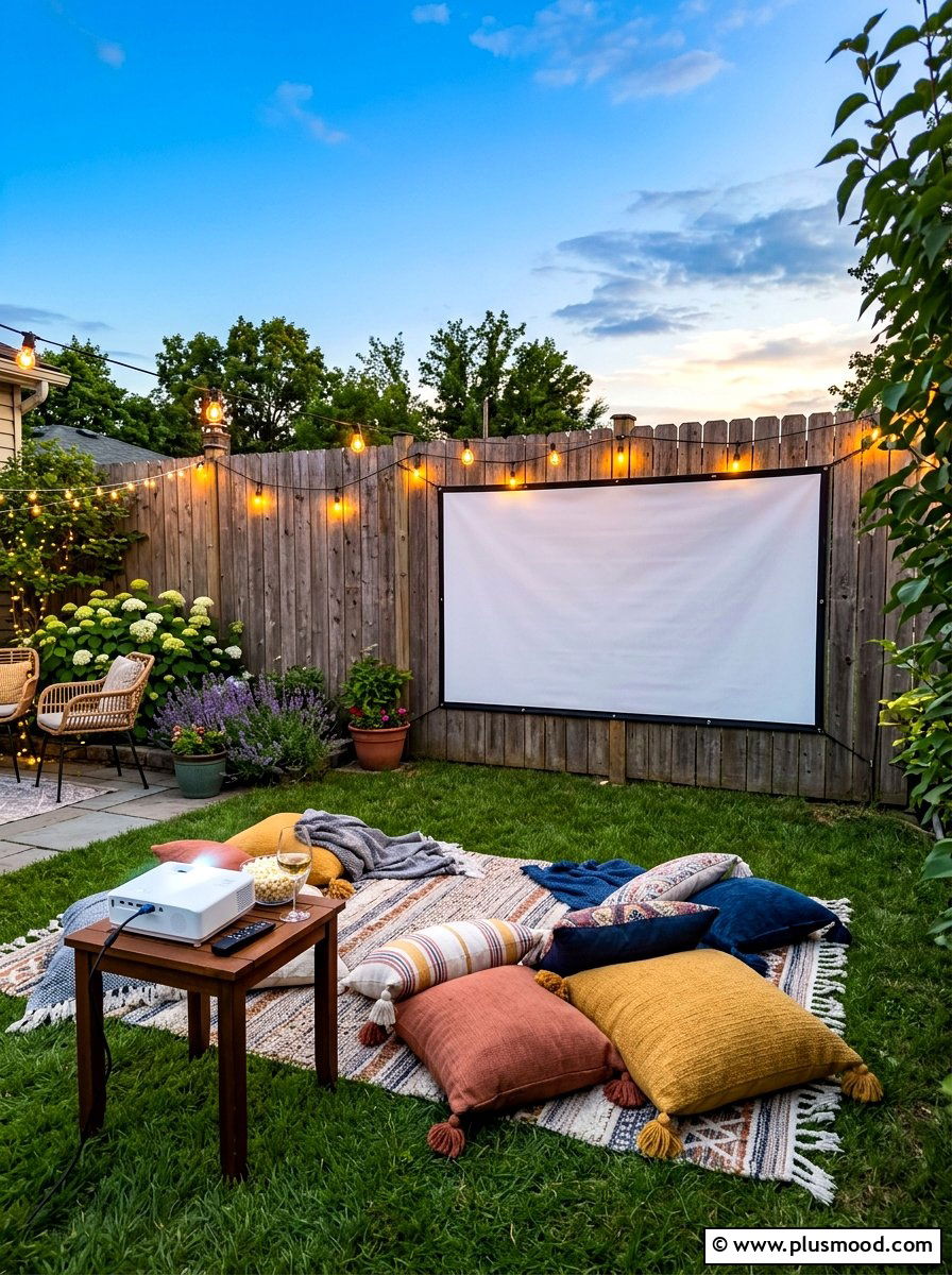 Outdoor Movie Screen - 25 summer backyard ideas for small yards
