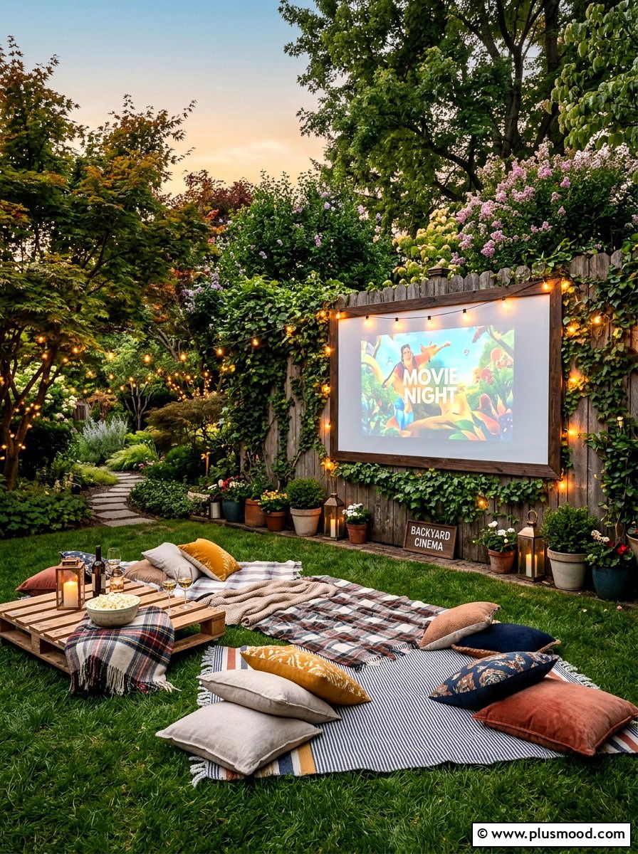 Outdoor Movie Screen Setup - 25 small backyard ideas for tiny homes