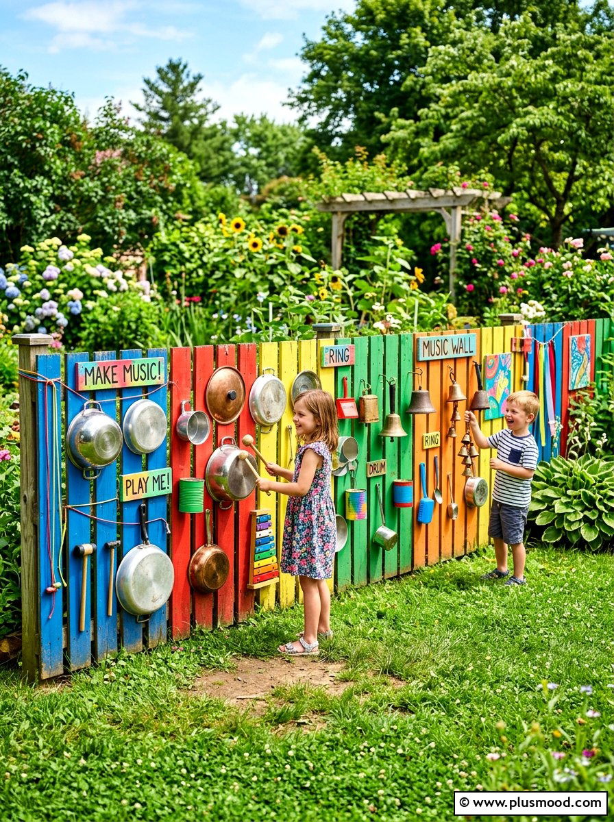 Outdoor Music Wall - 25 summer backyard play area ideas