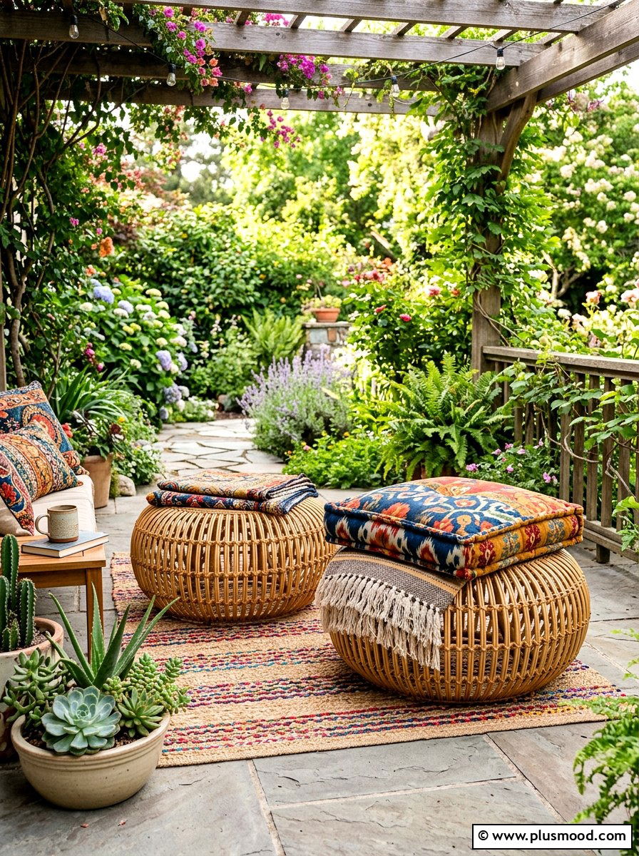 Outdoor Ottoman - 25 summer front porch seating ideas