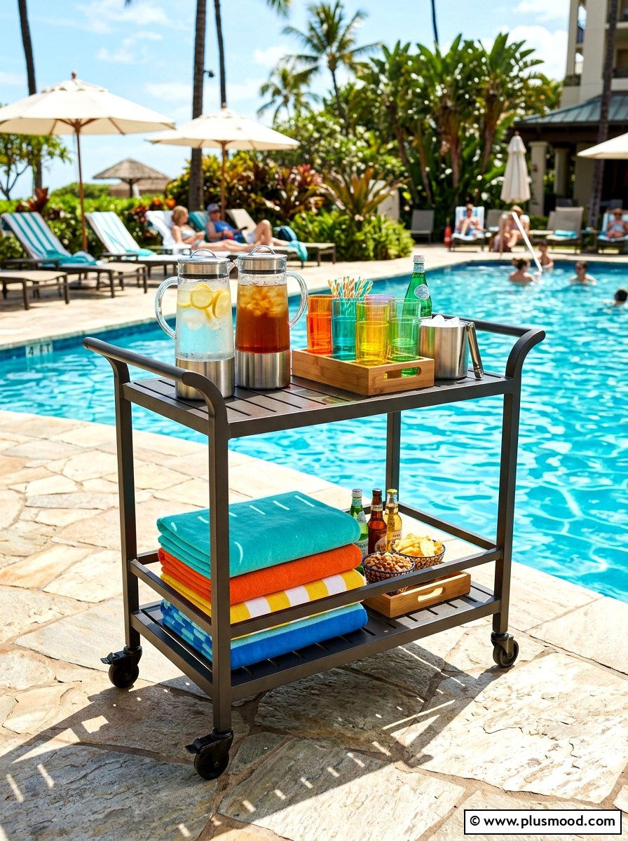 Outdoor Poolside Bar Cart - 25 summer bar cart styling ideas for summer