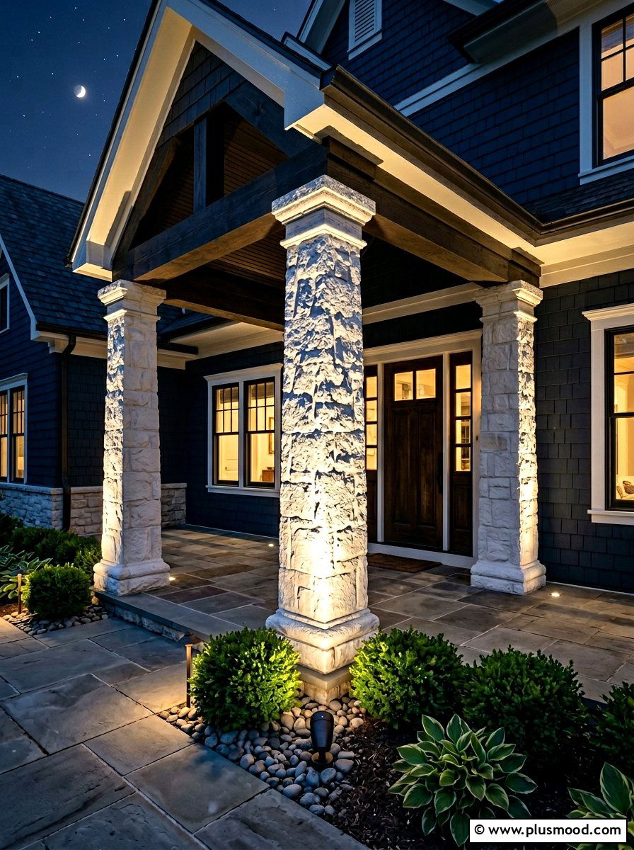 Outdoor Porch Column Uplighting Method - 25 summer porch lighting curb appeal ideas