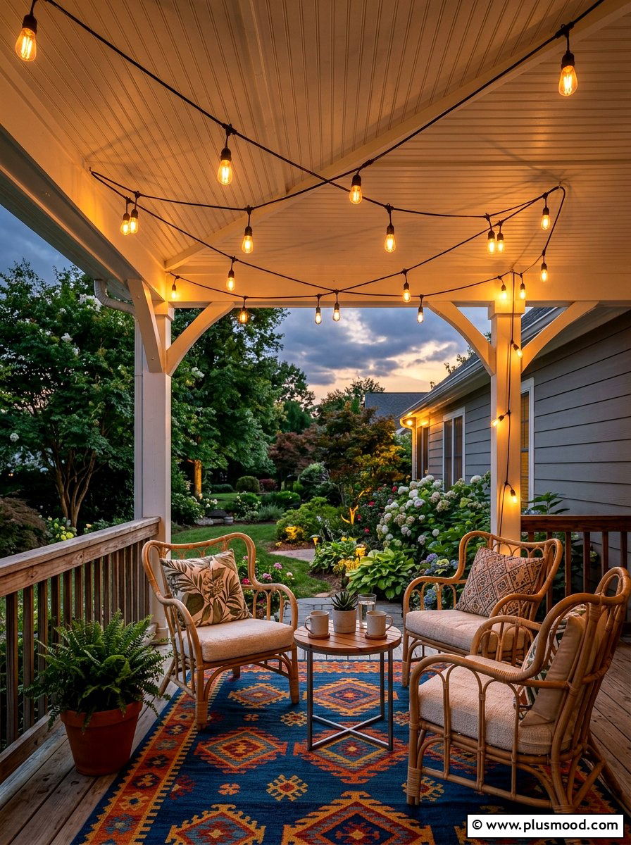 Outdoor Porch String Light Arrangement - 25 summer porch lighting curb appeal ideas