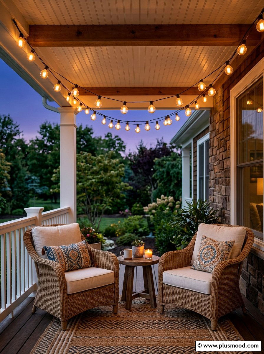 Outdoor Porch String Lighting - 25 summer front porch makeover ideas