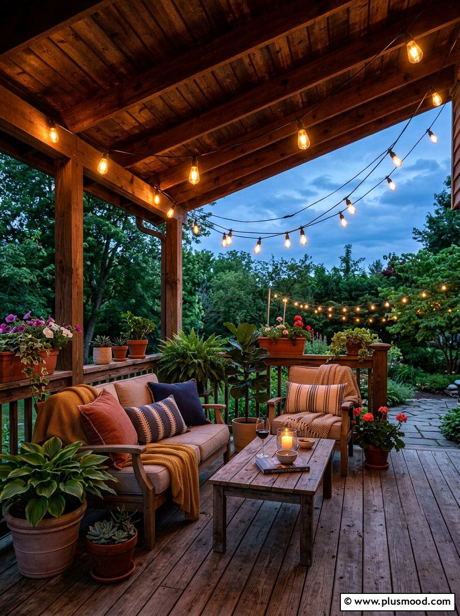 Outdoor Porch String Lights - 25 summer small front porch ideas