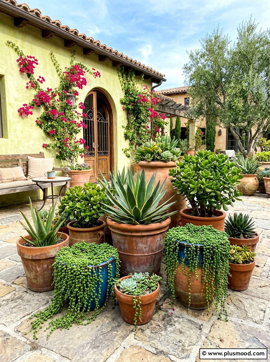 Outdoor Potted Succulent Arrangement - 25 summer succulent garden ideas