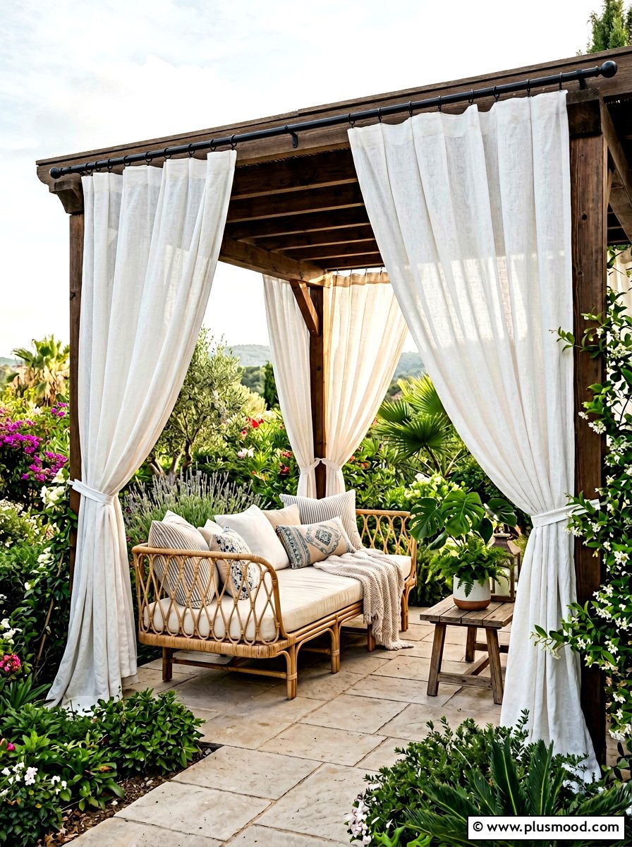 Outdoor Privacy Curtain - 25 summer small patio ideas