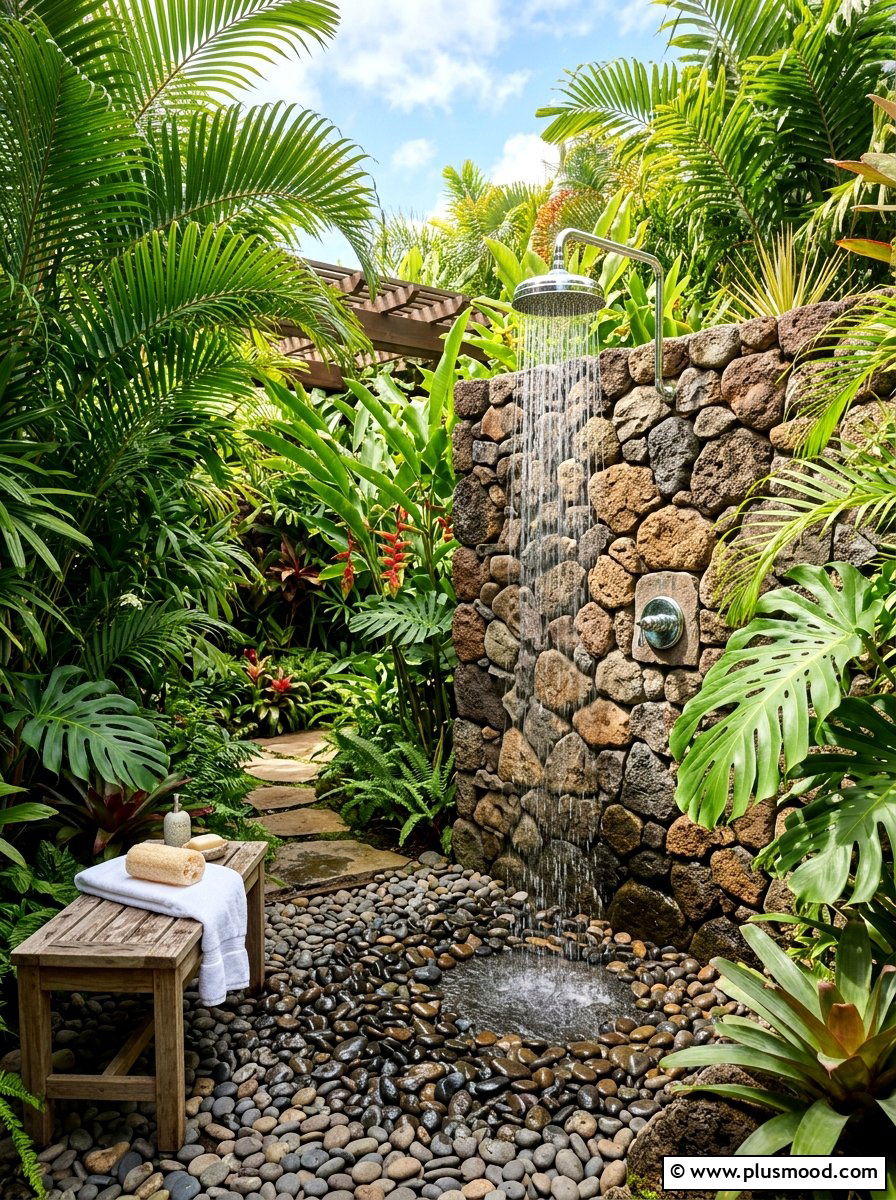 Outdoor Rain Shower - 25 summer island style backyard ideas
