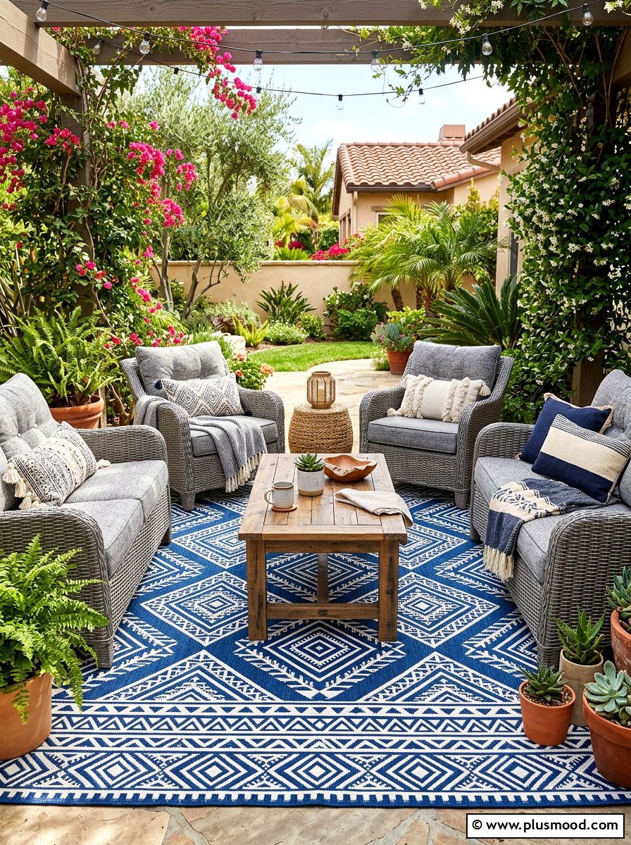 Outdoor Rug - 25 summer patio decor ideas for renters