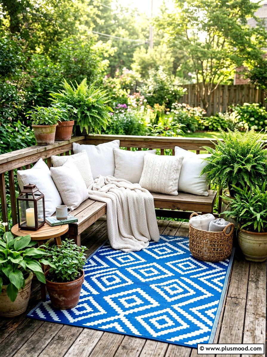 Outdoor Rug And Pillow Nook - 25 summer easy outdoor entertaining ideas