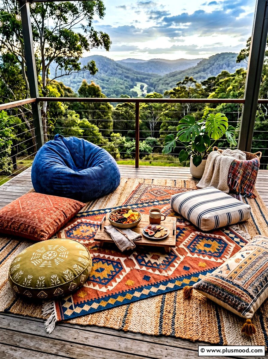 Outdoor Rug And Pillow Seating - 25 summer backyard party ideas