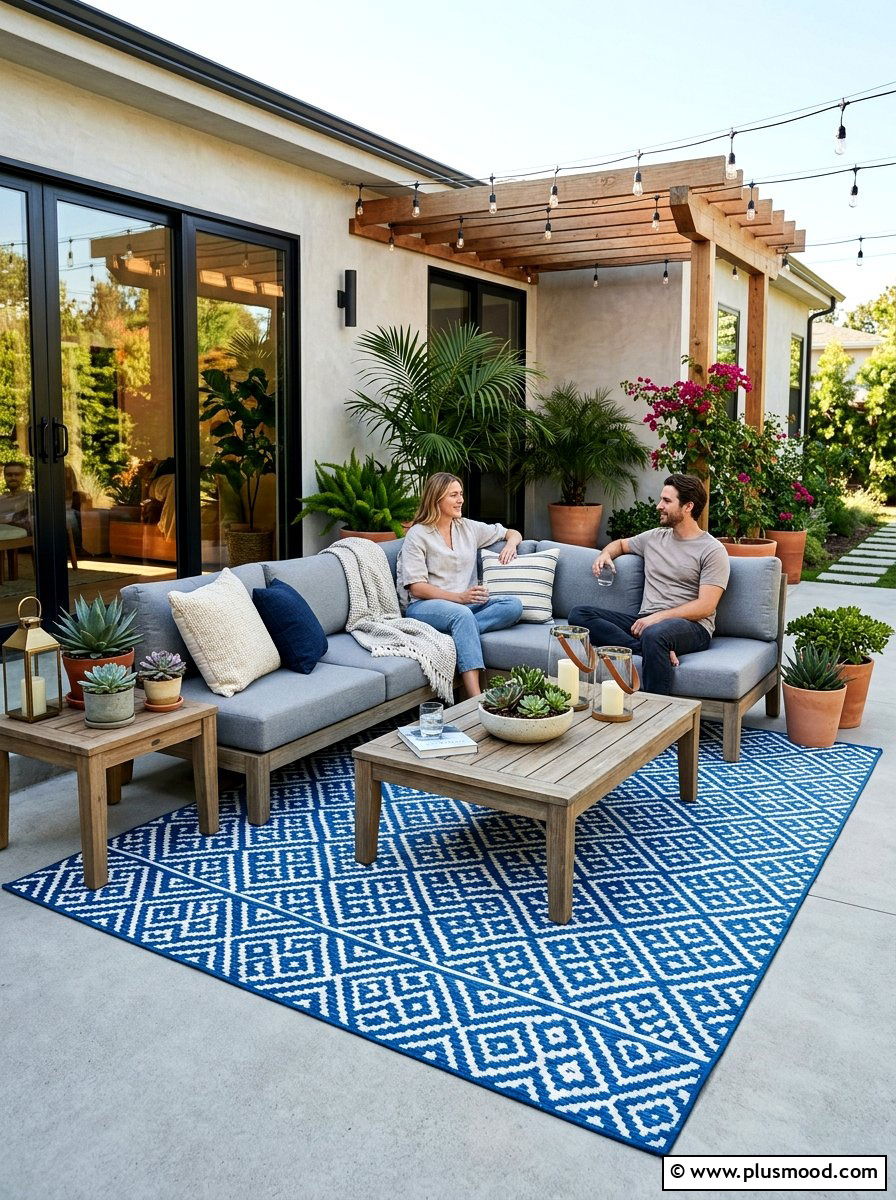 Outdoor Rug Lounge - 25 small backyard ideas for entertaining