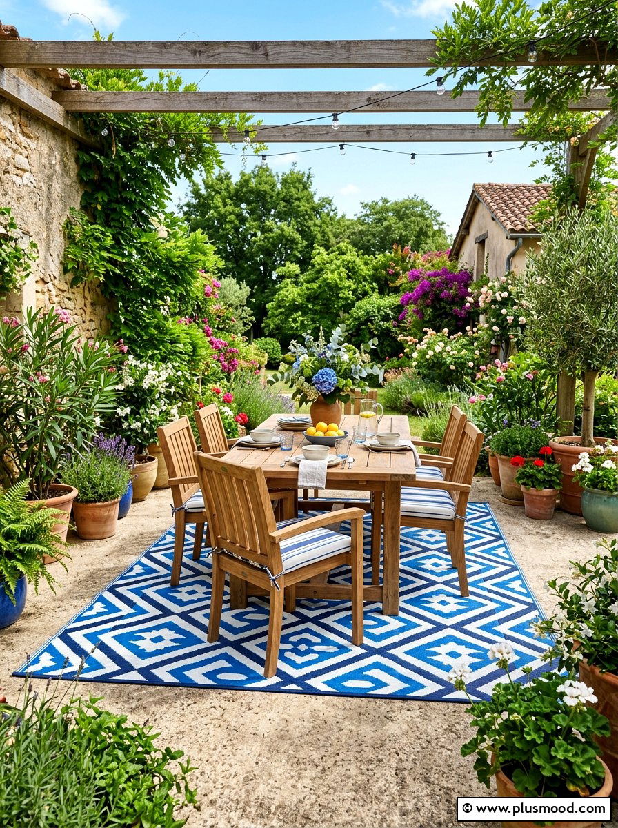 Outdoor Rug Placement - 25 budget summer garden ideas