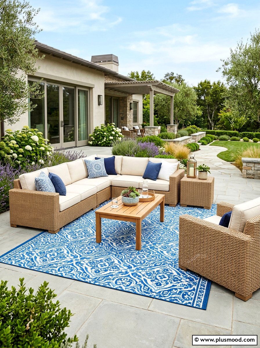 Outdoor Rug Seating - 25 small backyard ideas low maintenance