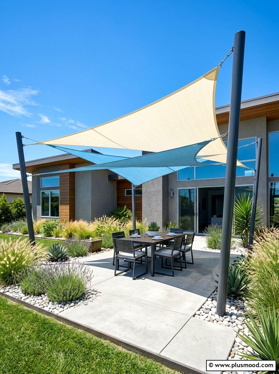 Outdoor Shade Sail - 25 summer backyard cooling ideas