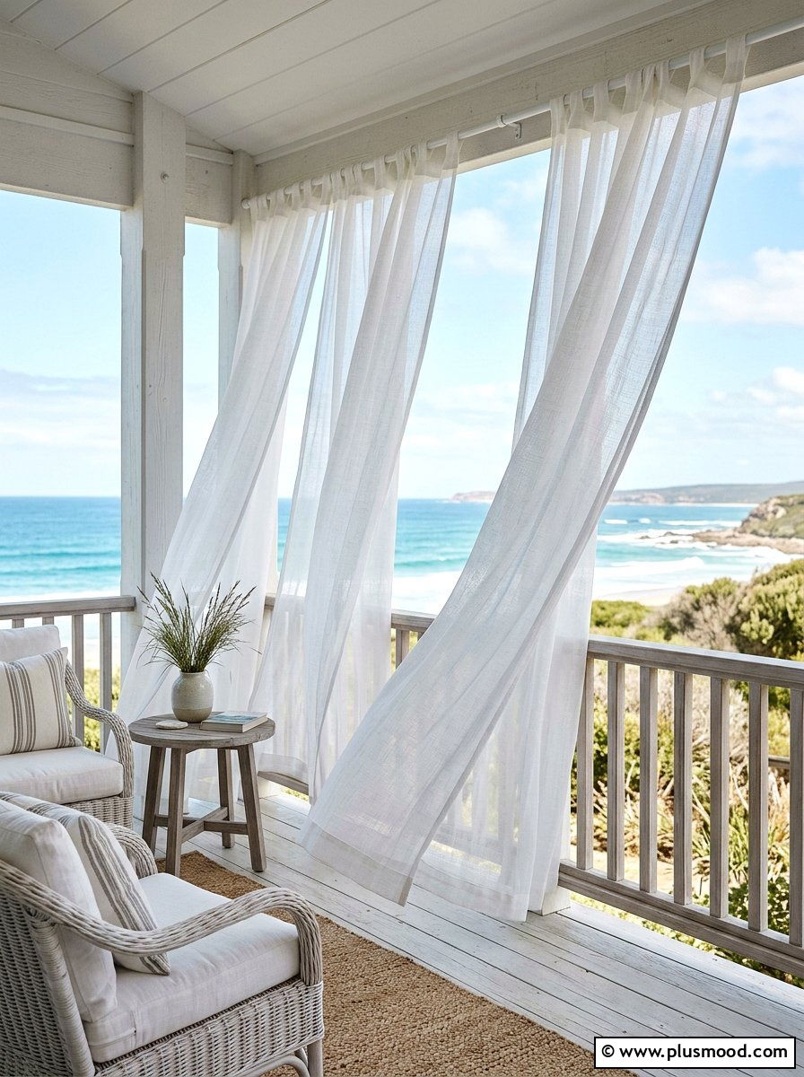 Outdoor Sheer Curtains - 25 budget summer front porch decor ideas