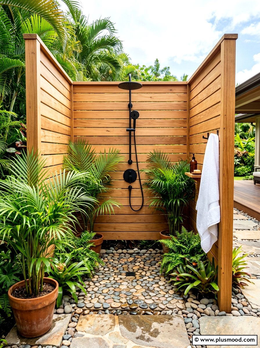 Outdoor Shower Enclosure Design - 25 summer side yard landscaping ideas
