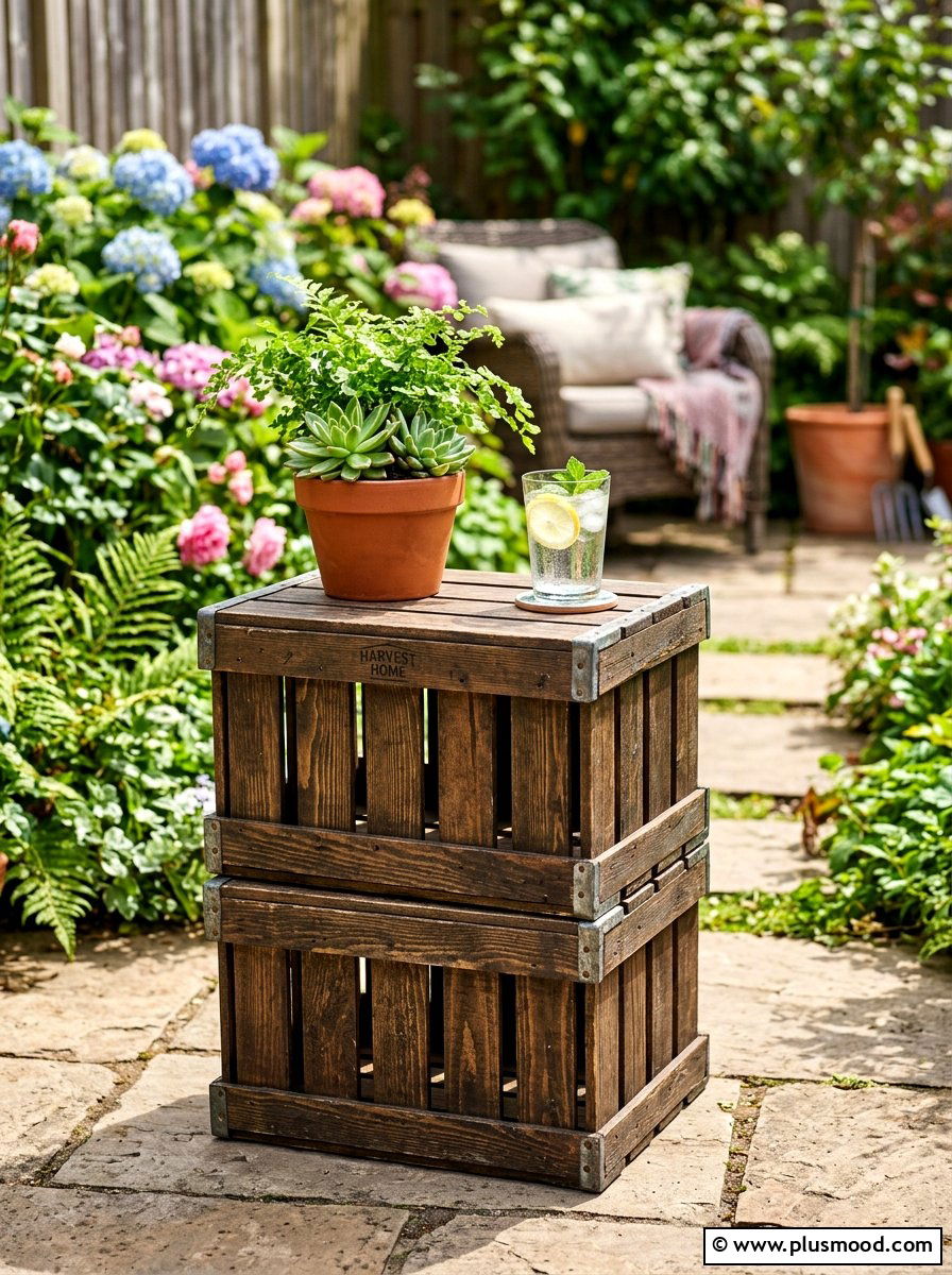 Outdoor Side Table From Crates - 25 cheap summer porch ideas