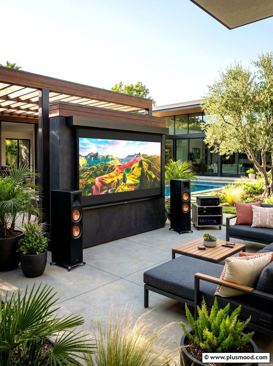 Outdoor Speaker System - 25 summer movie night backyard ideas