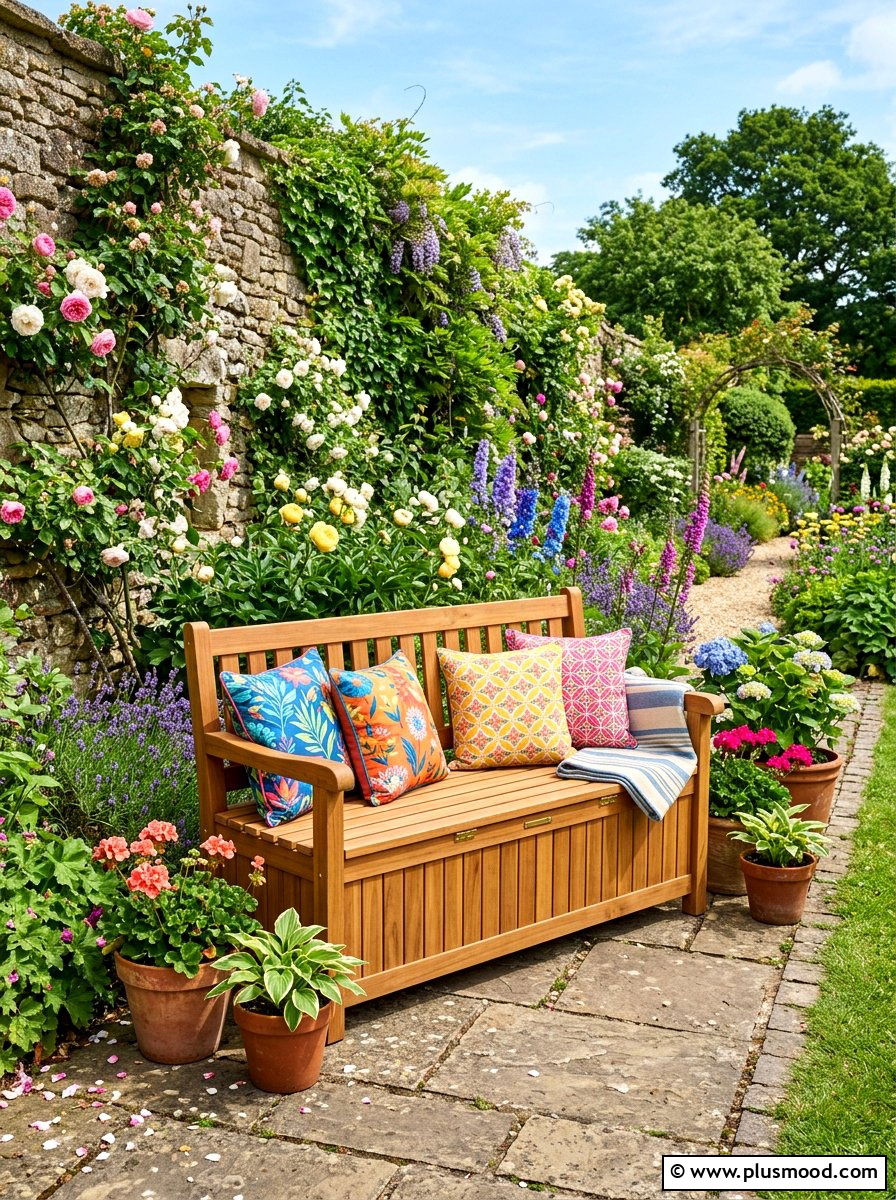 Outdoor Storage Bench - 25 summer backyard ideas for renters