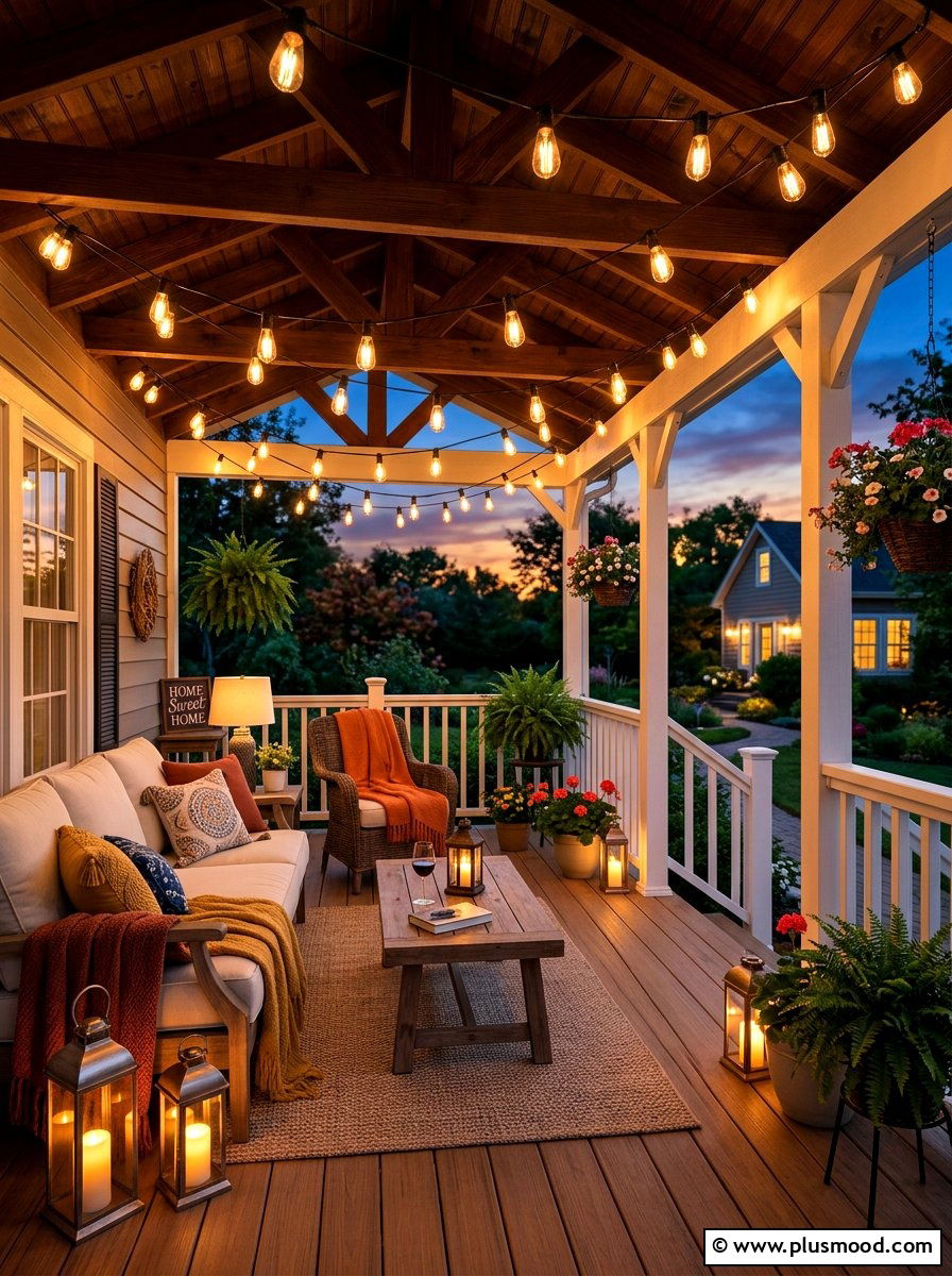 Outdoor String Lighting - 25 summer porch decorating ideas