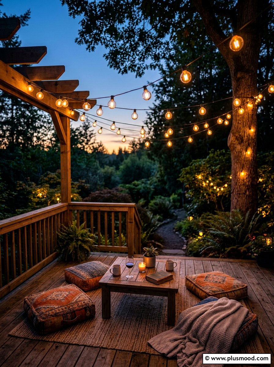Outdoor String Lighting - 25 summer small garden ideas