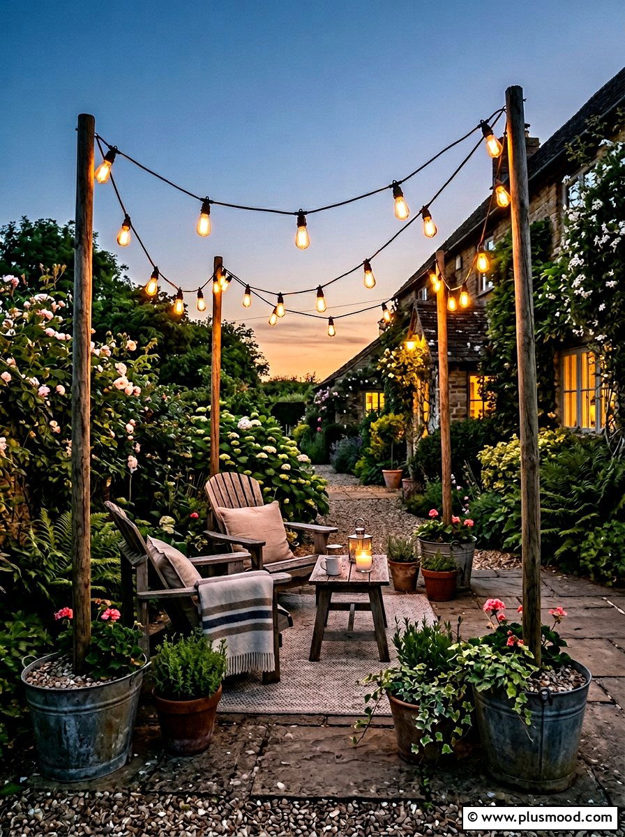 Outdoor String Lighting - 25 small backyard ideas for renters