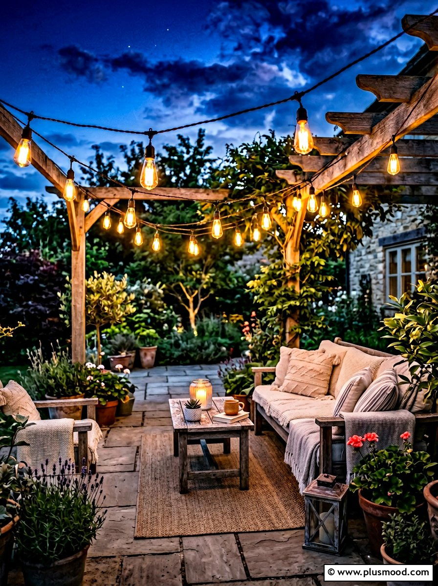 Outdoor String Lights - 25 small backyard ideas for beginners