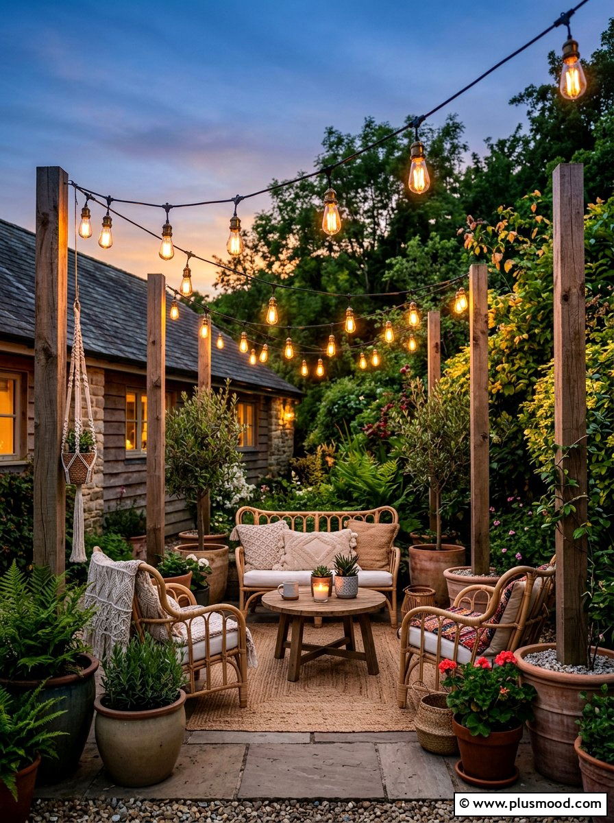 Outdoor String Lights - 25 small backyard ideas for rental homes