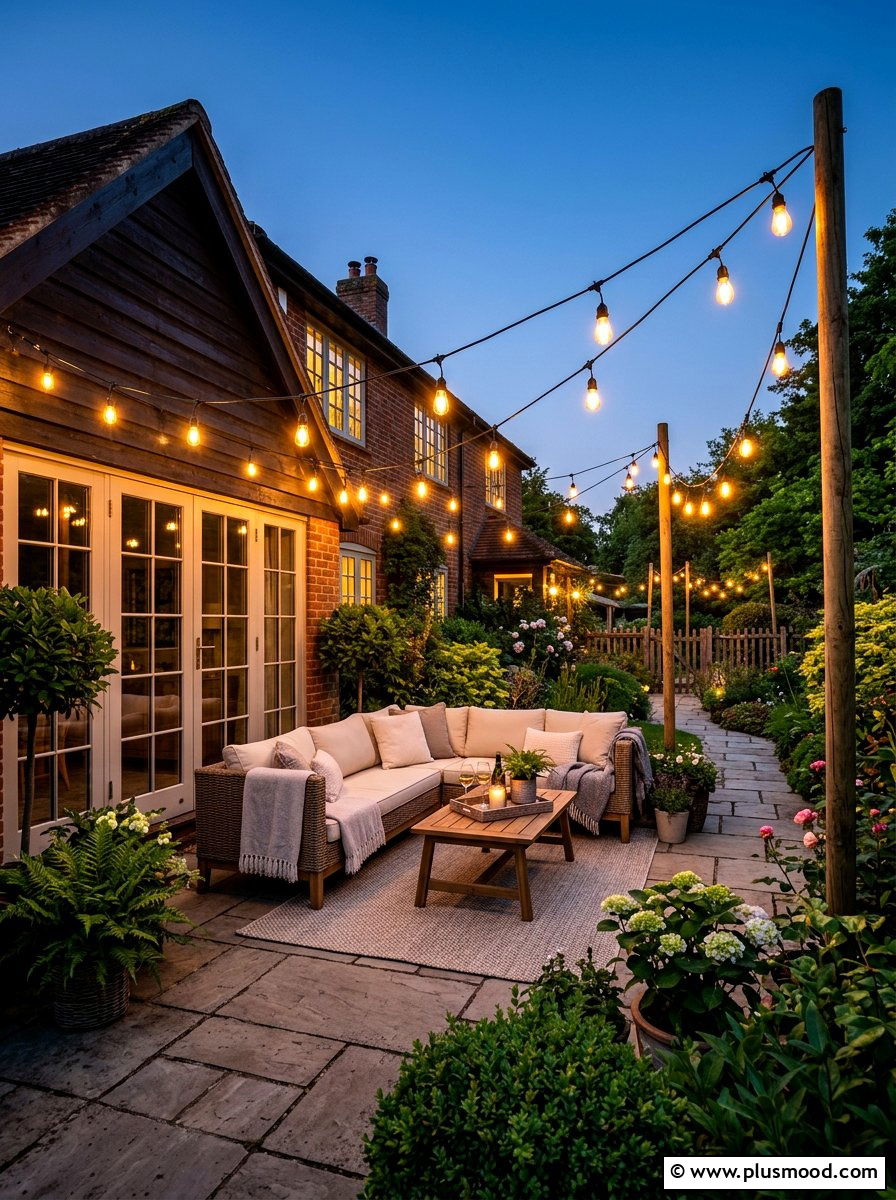 Outdoor String Lights - 25 summer backyard ideas for small yards