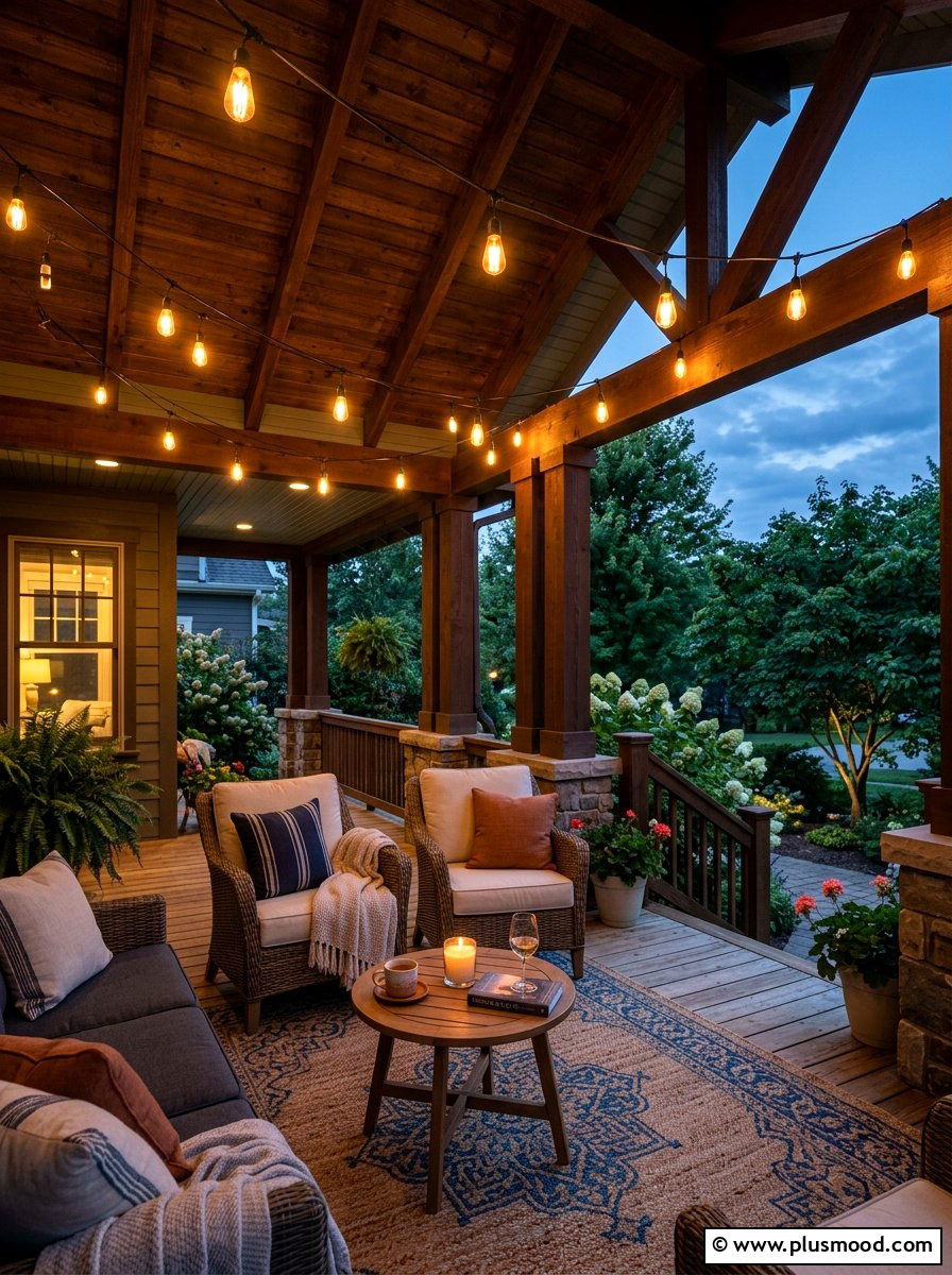 Outdoor String Lights - 25 summer front porch decor ideas