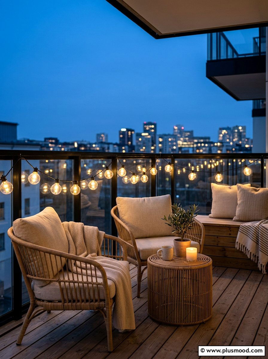 Outdoor String Lights - 25 summer patio ideas for small spaces