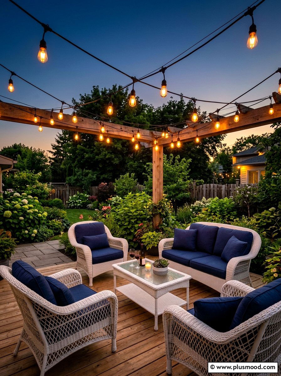 Outdoor String Lights - 25 summer small patio ideas