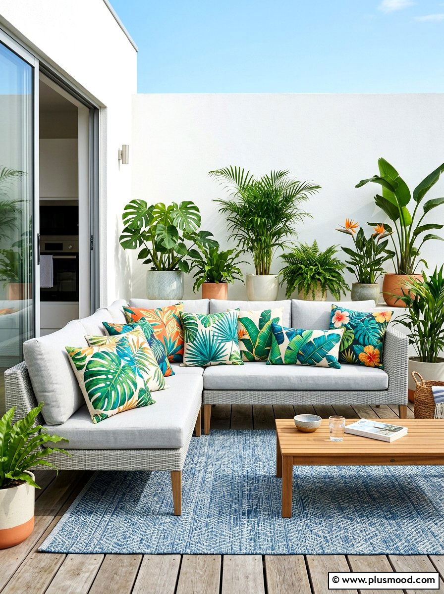 Outdoor Throw Pillows - 25 summer balcony entertaining ideas