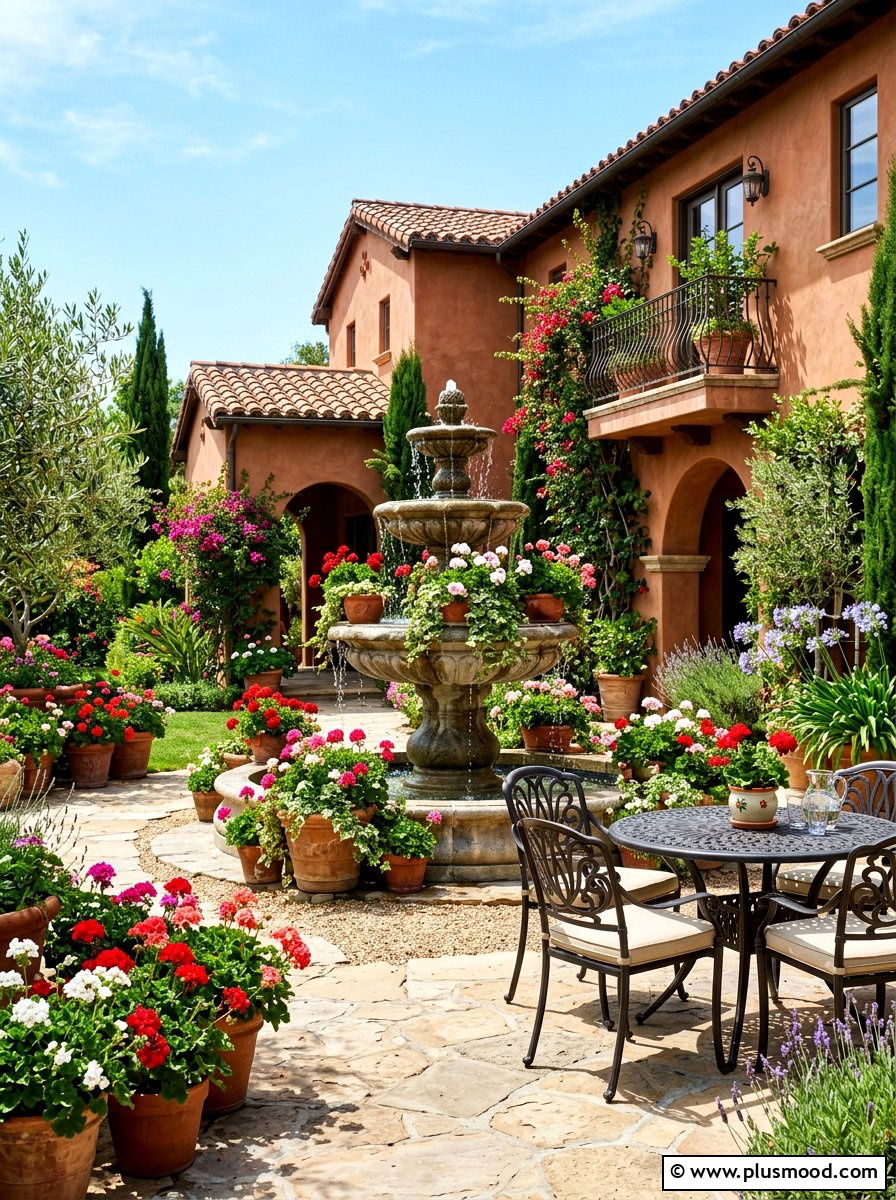 Outdoor Tiered Fountain - 25 summer patio ideas with water feature