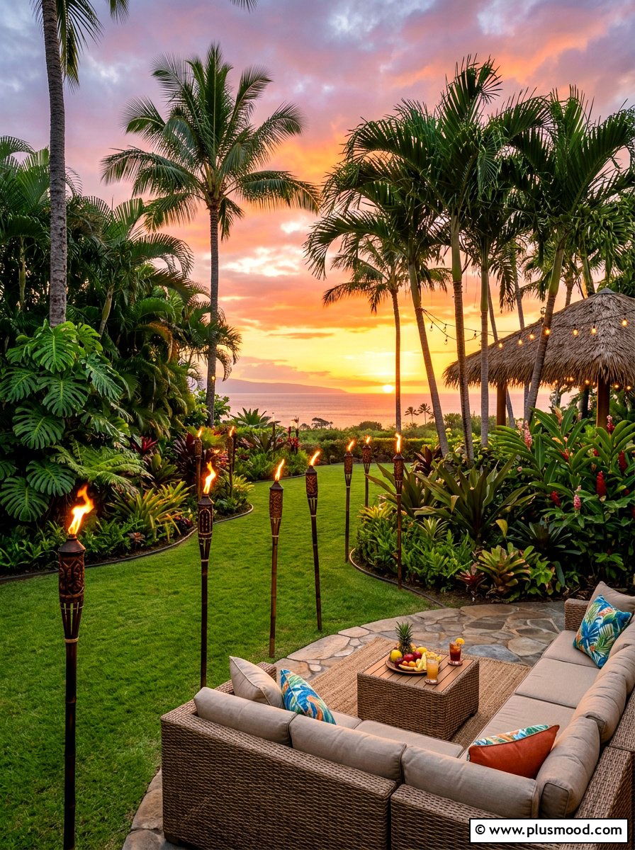 Outdoor Tiki Torches - 25 summer backyard lighting ideas