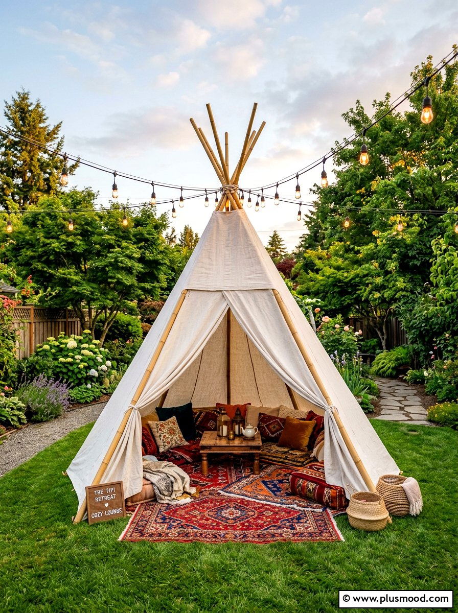 Outdoor Tipi Lounge - 25 summer boho outdoor party ideas