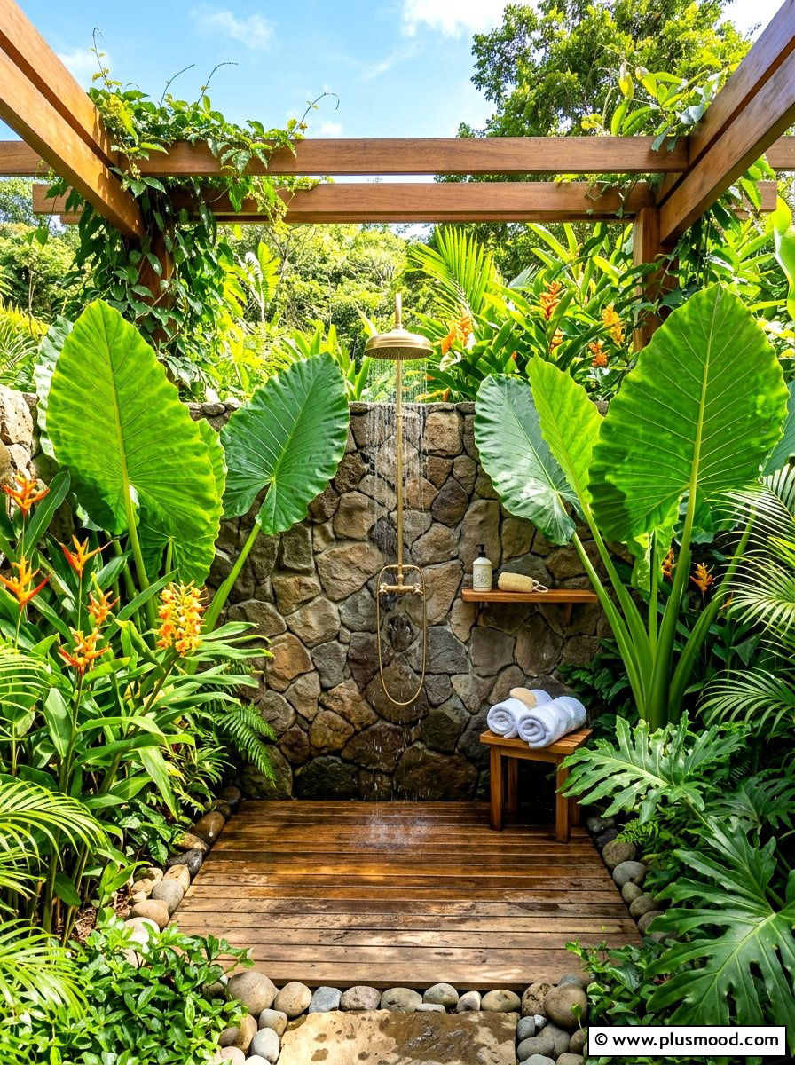 Outdoor Tropical Shower - 25 summer tropical garden ideas
