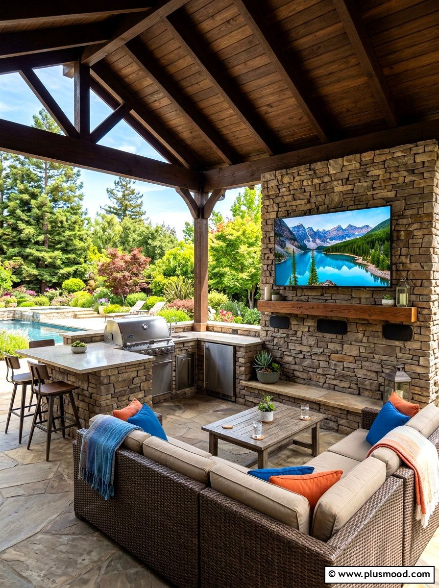Outdoor Tv Entertainment Hub - 25 summer outdoor kitchen entertaining ideas