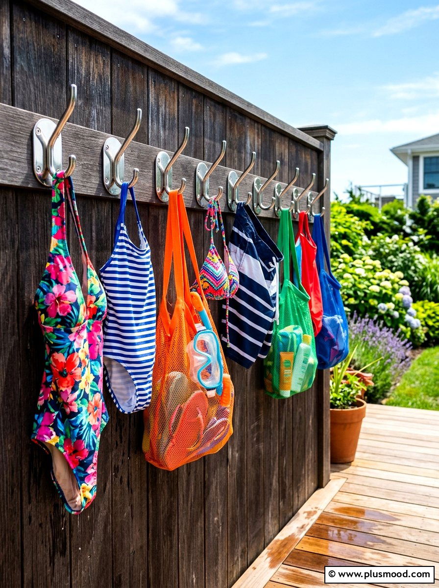 Outdoor Wall Hooks - 25 summer pool storage ideas