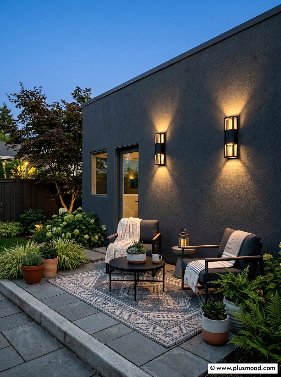 Outdoor Wall Sconces - 25 small backyard ideas with outdoor lighting
