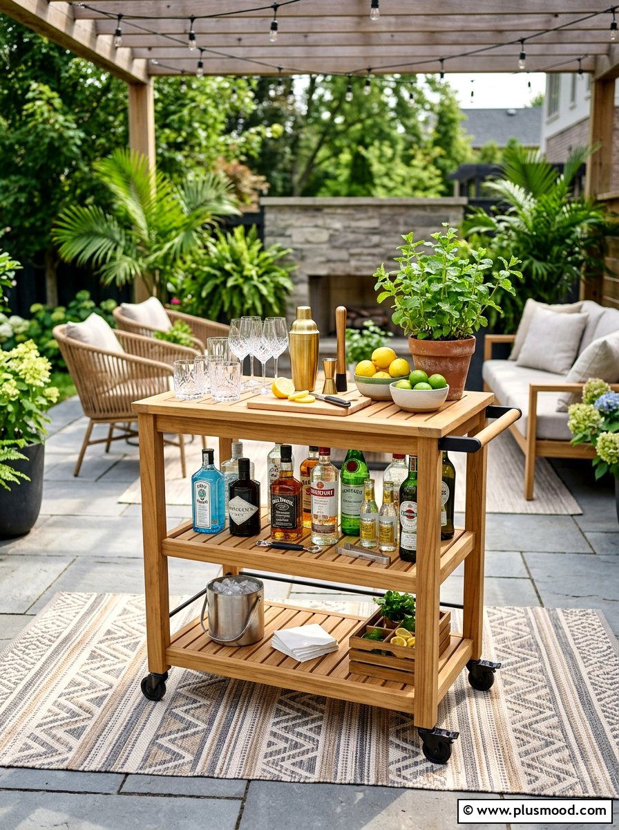 Outdoor Wood Bar Cart - 25 summer drink station ideas for summer