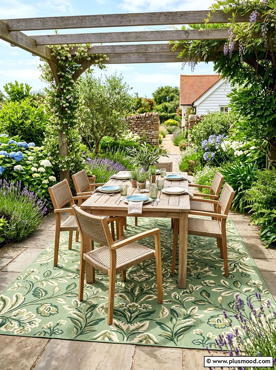 Outdoor area rug - 25 summer garden decor ideas
