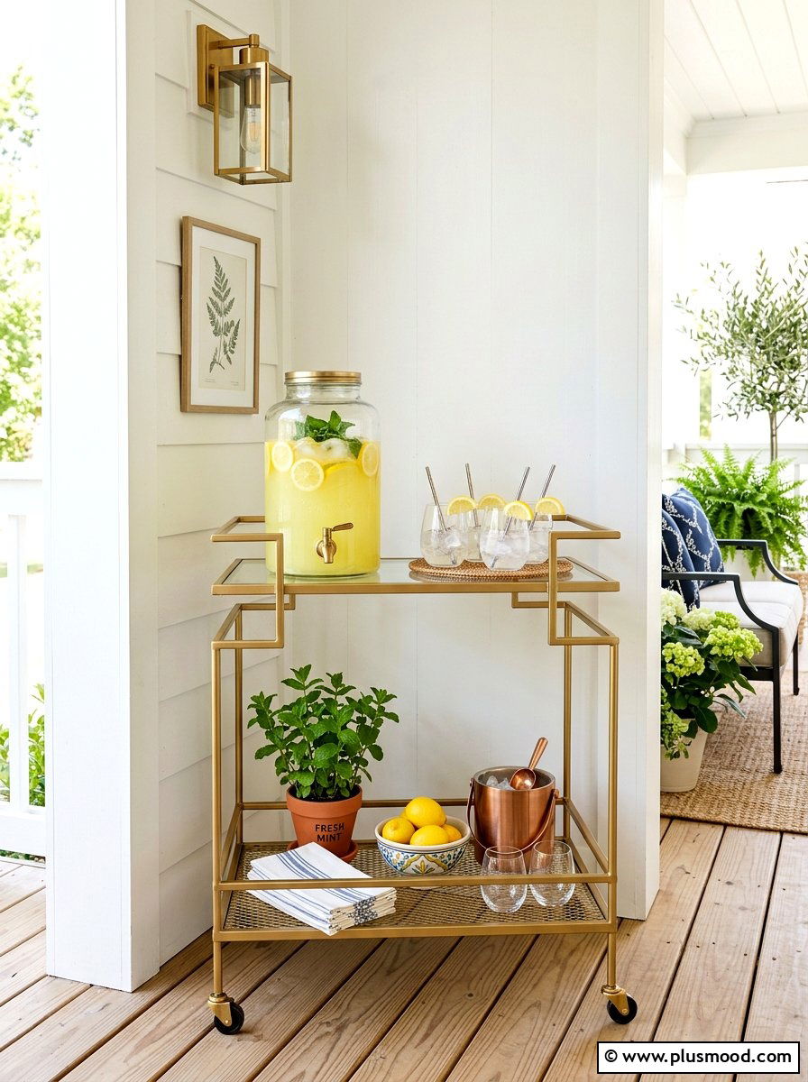 Outdoor bar cart - 25 summer porch corner decor ideas