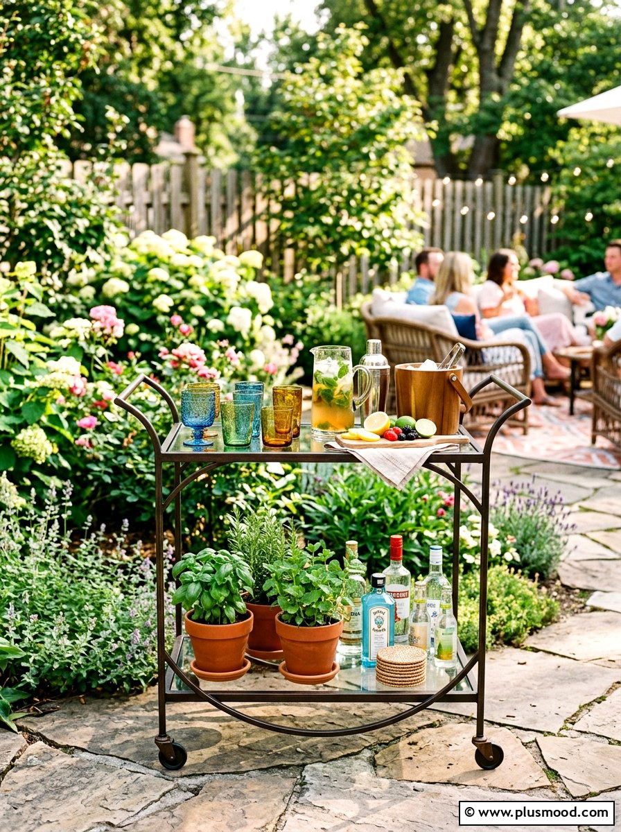 Outdoor bar cart - 25 summer garden decor ideas