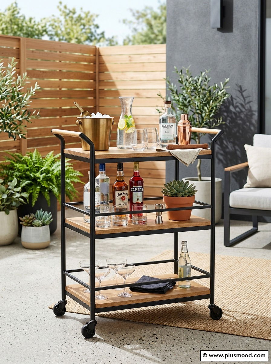 Outdoor bar cart for small patio - 25 small backyard ideas with outdoor bar
