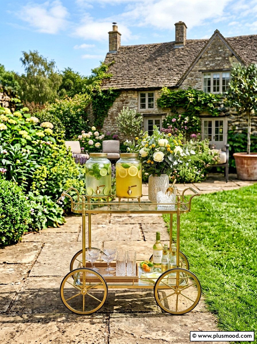 Outdoor bar cart station - 25 summer backyard picnic ideas