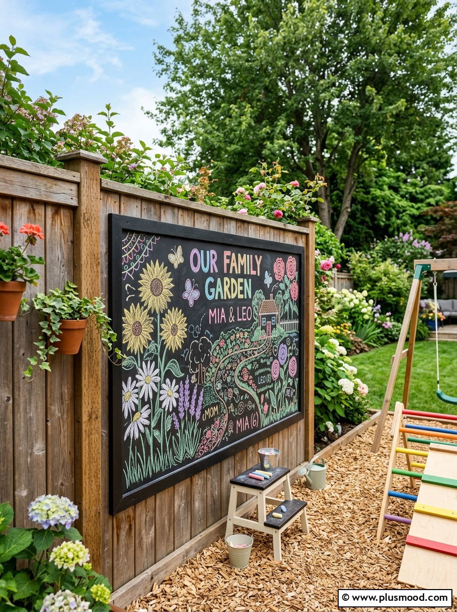 Outdoor chalkboard wall - 25 outdoor garden decor ideas with wall art